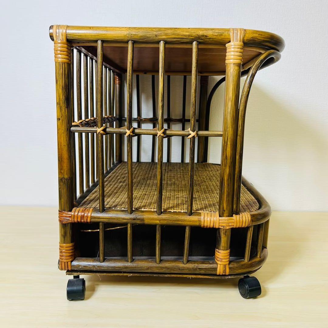 ラタン 籐家具 キャスター付き タイル 引き出し サイドテーブル サイドボード