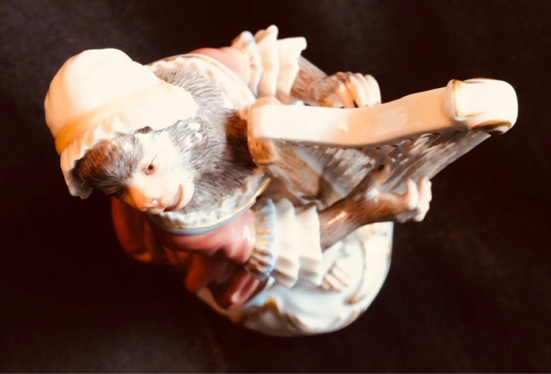 【美品 】マイセン 猿の楽団 ハープ ピンク 1級品