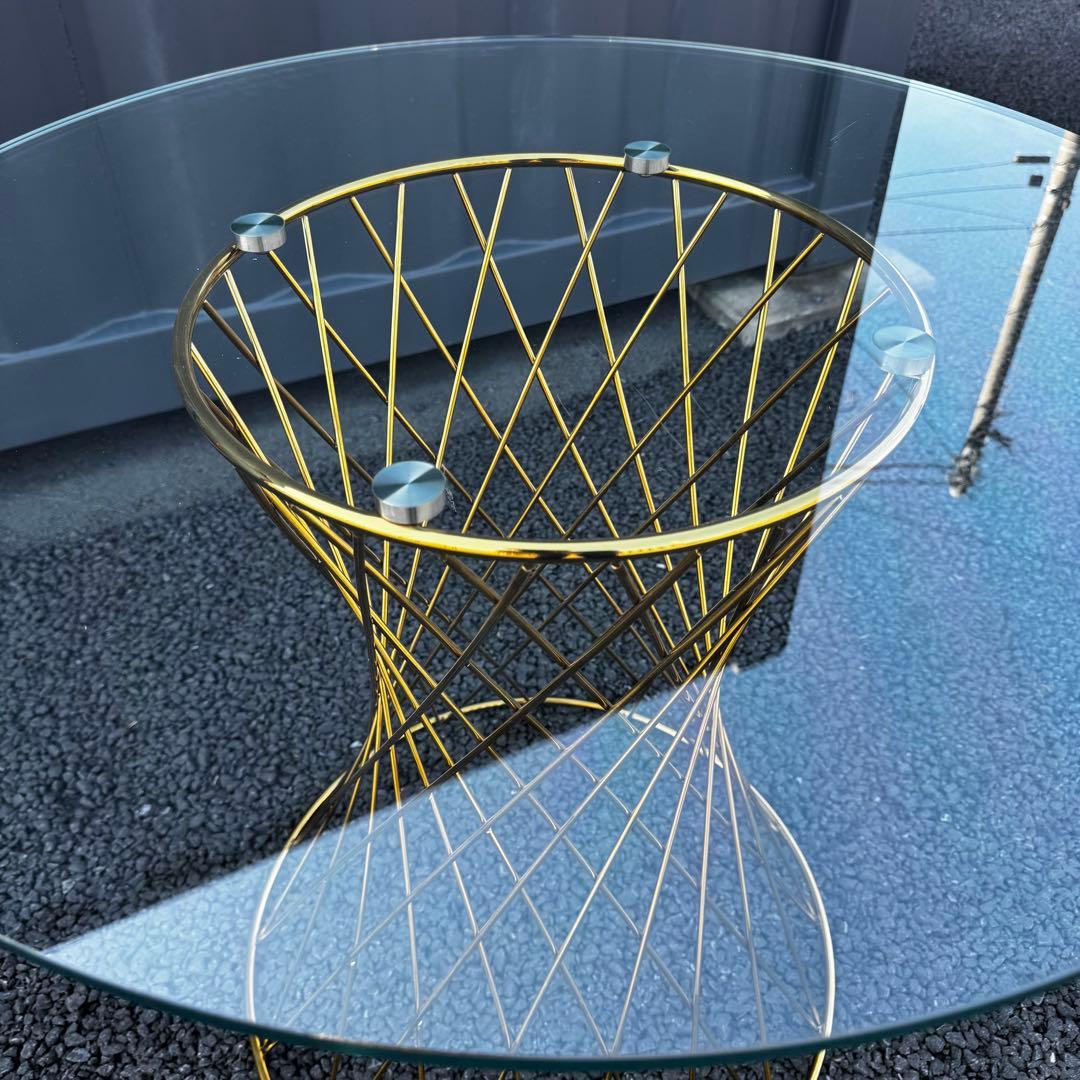 りりり フランフラン　マーリア ダイニングテーブル クリア×ゴールド