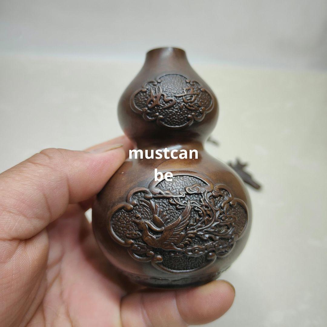 銅 細工 富貴瓢簞 応接間 博古架 茶台 置物 招財 開運 装飾品 工芸品