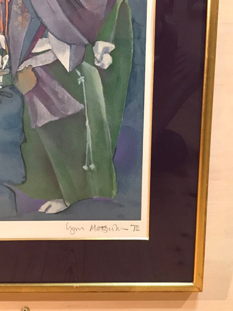 リン松岡　「義経」　リトグラフ　直筆サイン・エディション・作品証明シール有り