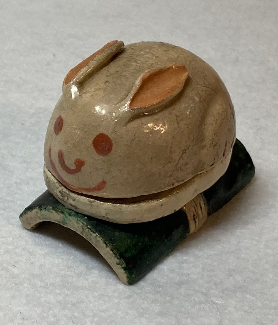 B275h「うさぎ香合」槙江山作　愛媛　　 伊予　江山焼　香道具　茶道具