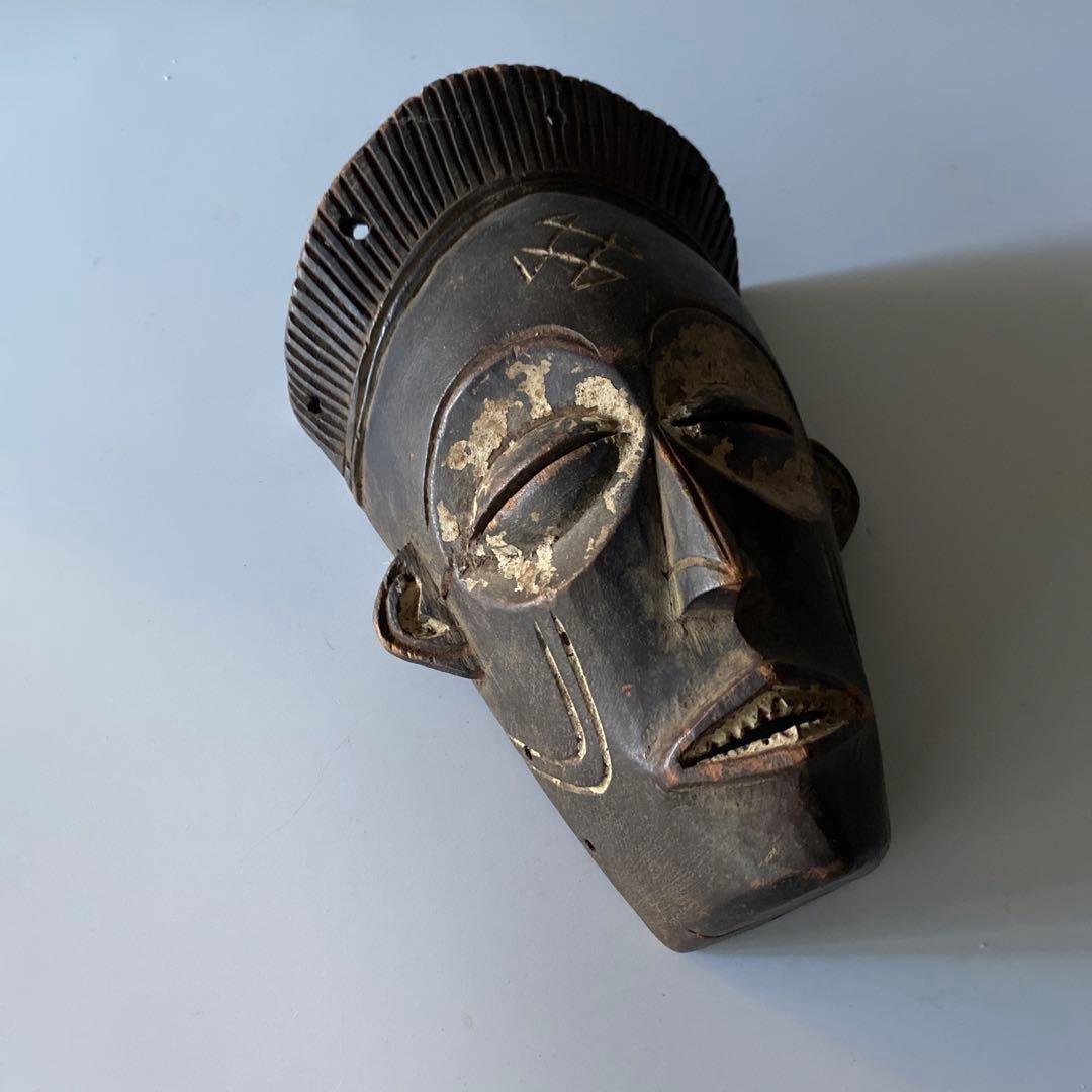 アフリカ 木彫り マスク 骨董 チョクウェ族 アンティーク お面 芹沢銈介