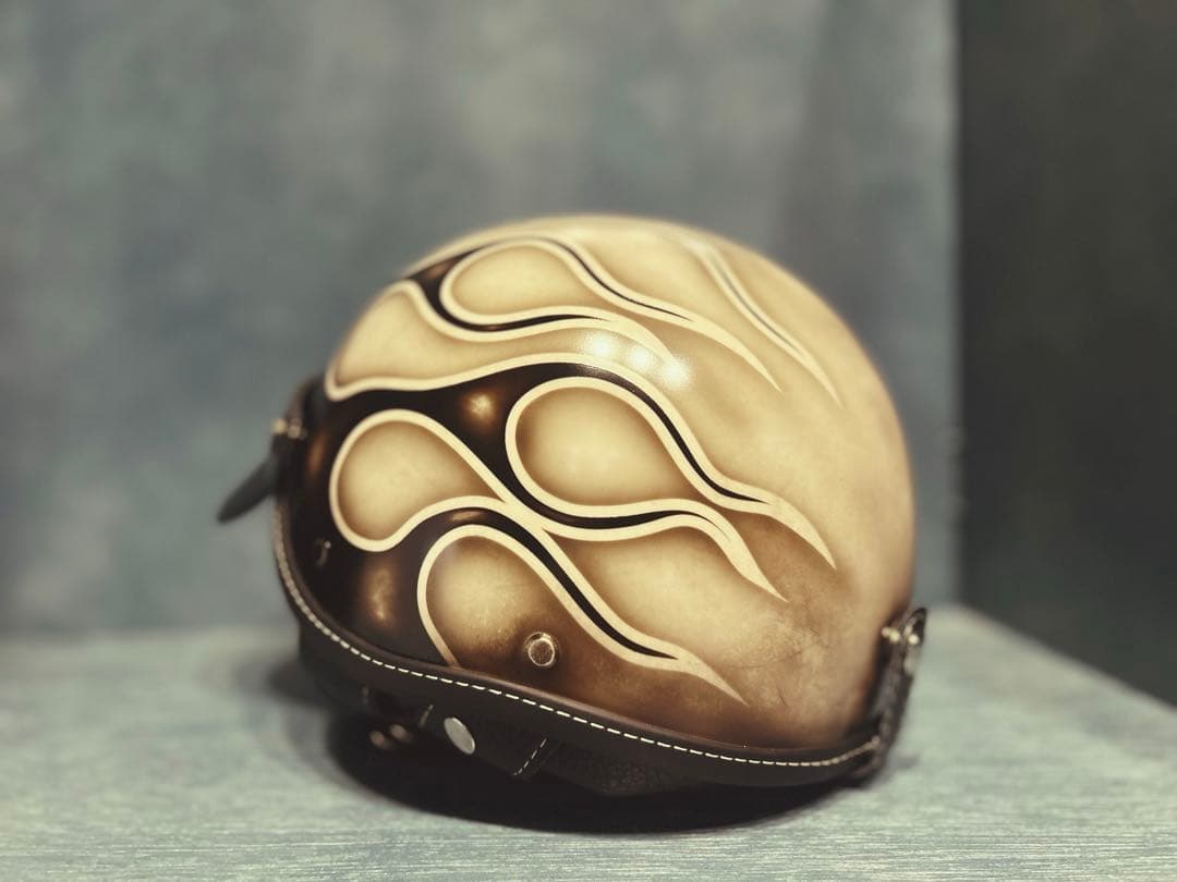 ポリスヘルメット　新品　エイジング加工　ハーレー　チョッパー　ポリヘル