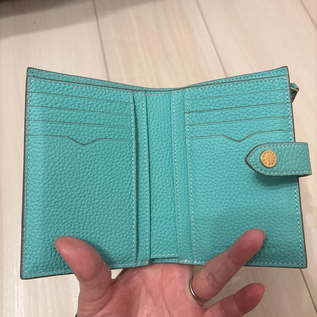 ボナンチュラ　ミントグリーン　レザー 二つ折り財布
