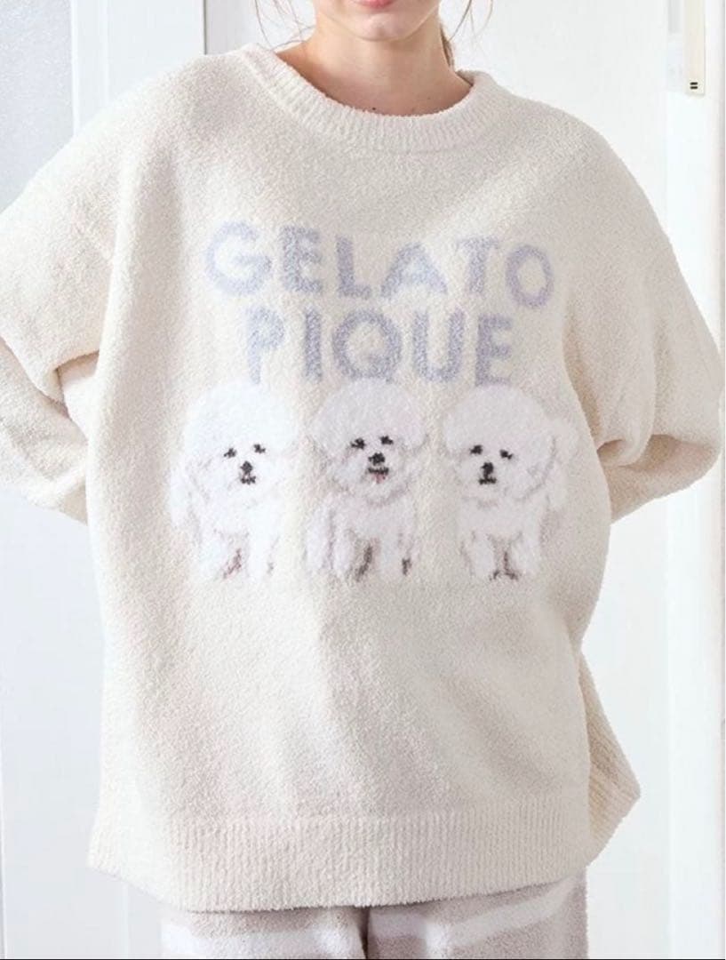 モチーフジャガードプルオーバー　ジェラートピケ　ビションフリーゼ