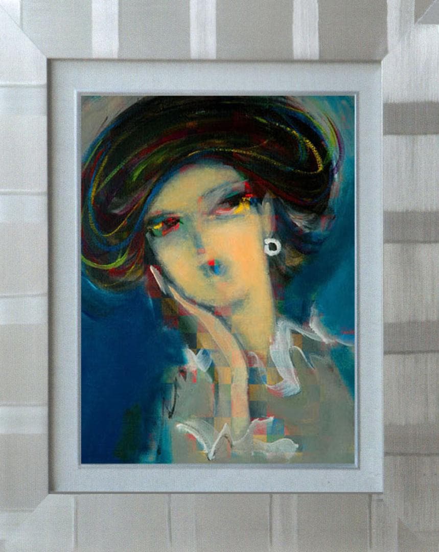 油絵 絵 絵画 インテリア 額付(黒) F4-051713 人物 女性像