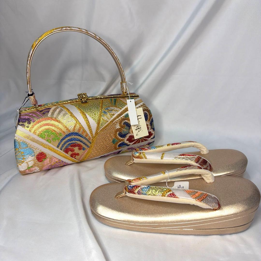 新品訳あり　草履　バッグ　セット　2025年　振袖用　Lサイズ　正絹