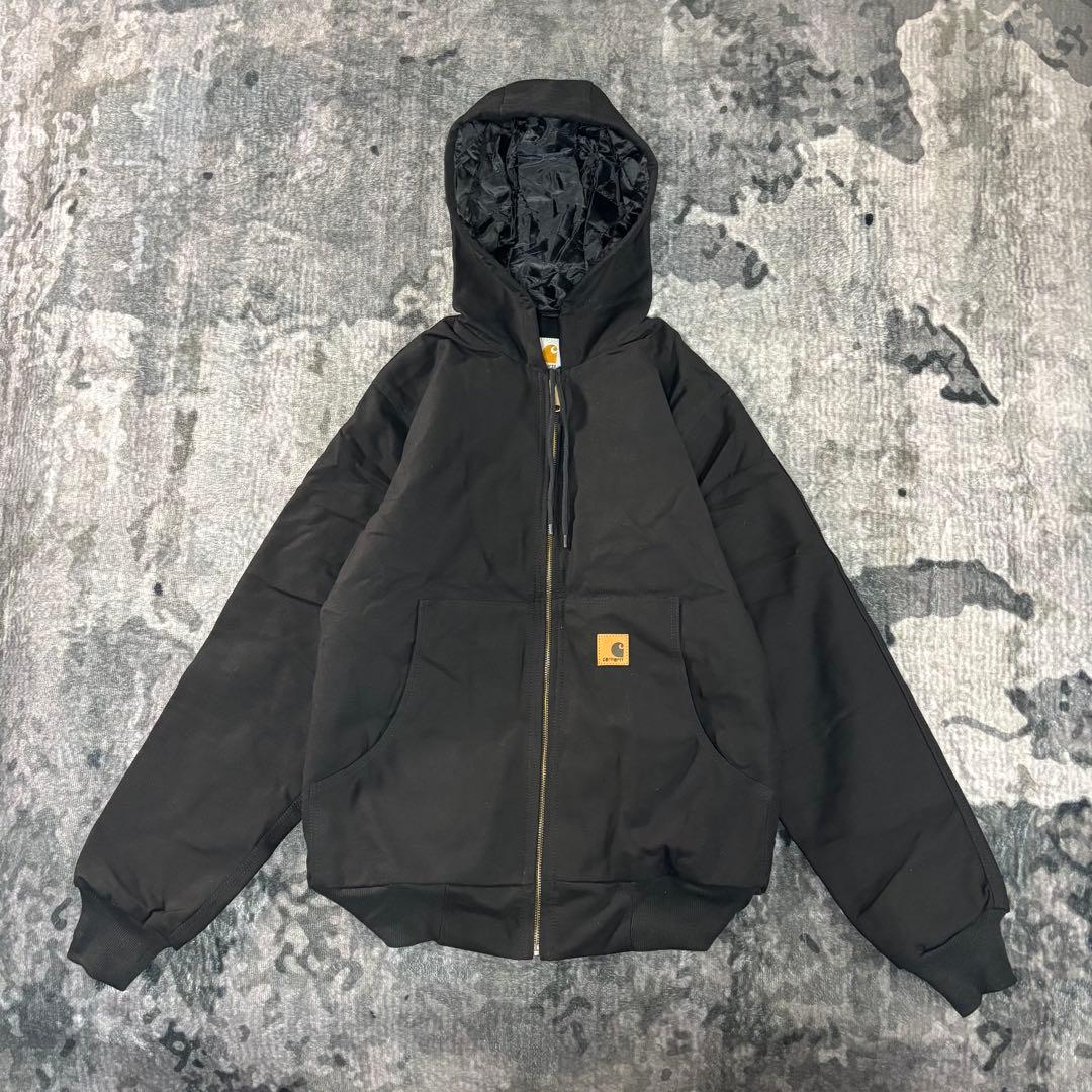 Carhartt フーディ Mサイズ キルティング レザーロゴ リワーク Y2K