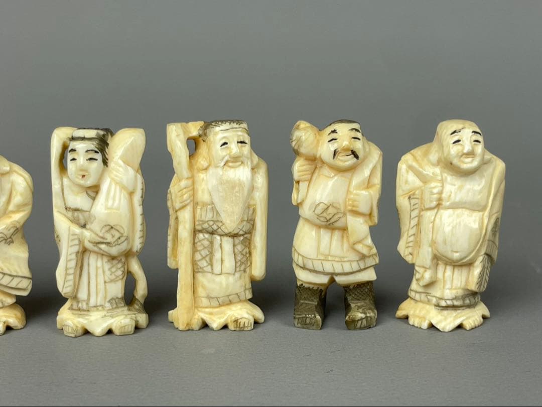 極上 七福神 彫刻 縁起物 置物 アンティーク 古美術