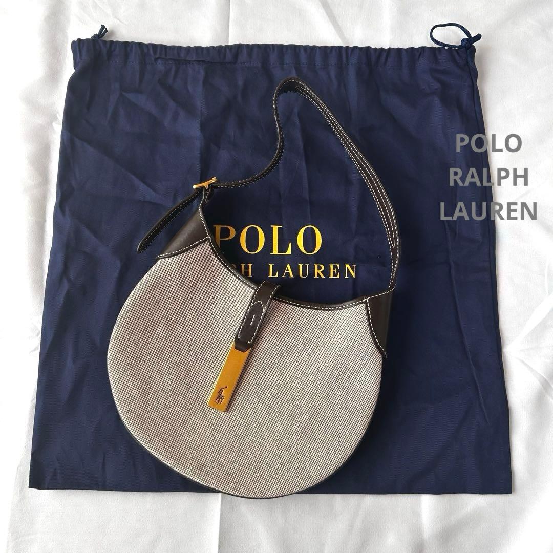 【美品】ポロラルフローレン IDショルダーバック レザー キャンバス