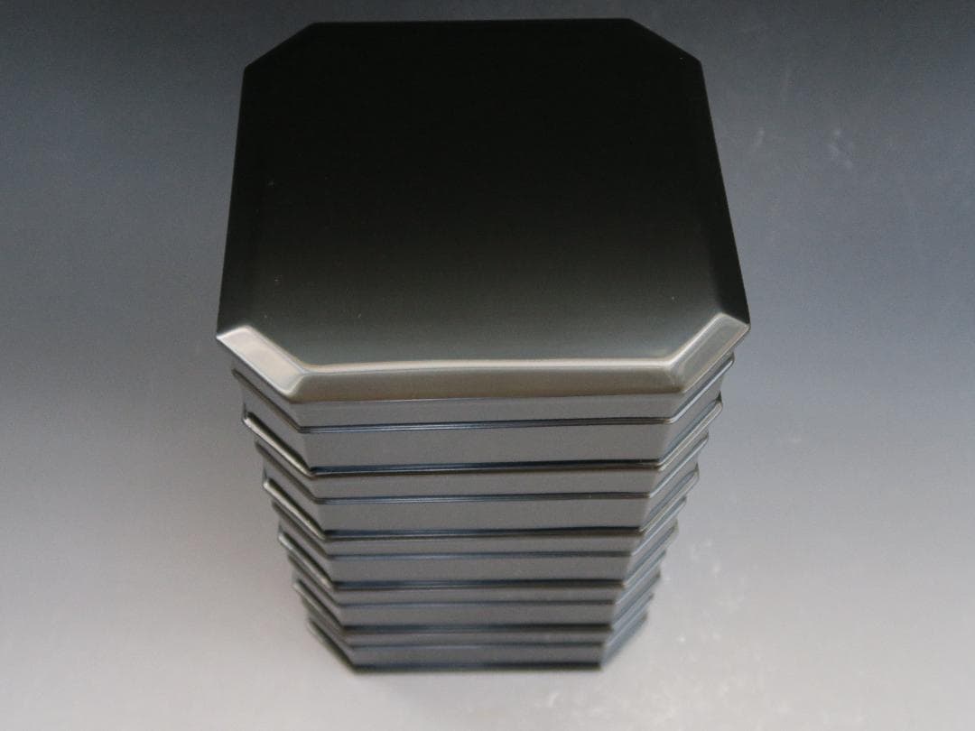 【輪島塗】縁高重 五段重 黒真塗 輪島塗工房 静峰 塗師静峯大家芳男 天然木共箱