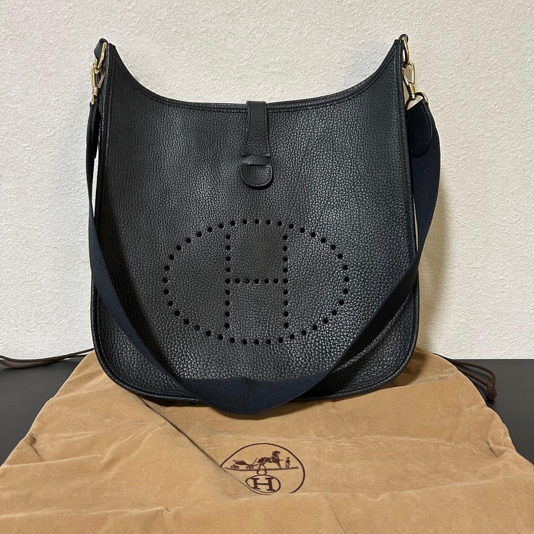 美品 HERMES エルメス エヴリン GM ノワール ブラック