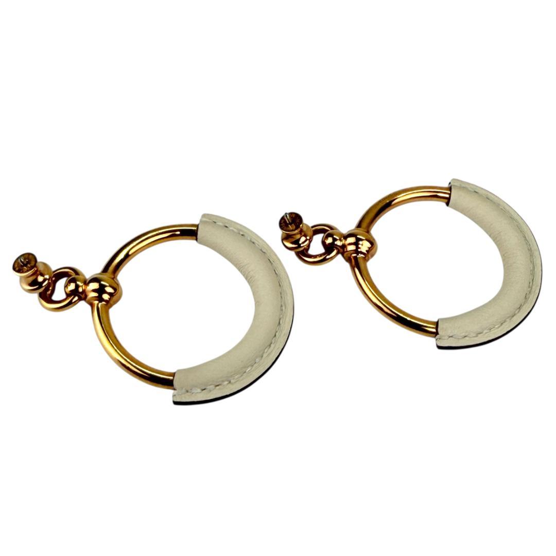 エルメス HERMES ピアス ループグラン PM オフホワイト ゴールド