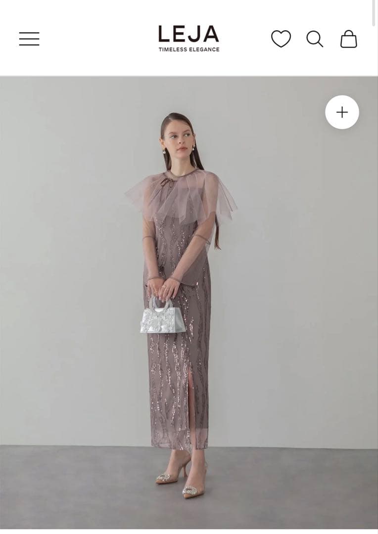 LEJA シアーケープスパンコールIラインワンピースドレス