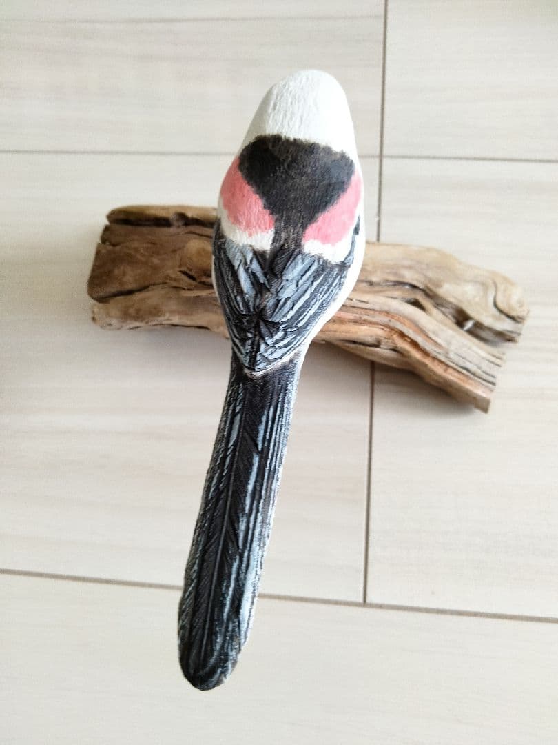 S シマエナガのバードカービング