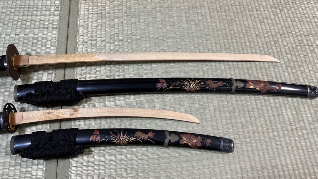 半太刀 真剣拵え 蝶 竹光 模造刀 居合刀 牡丹 小柄 本鮫皮 大小 金雲龍目貫