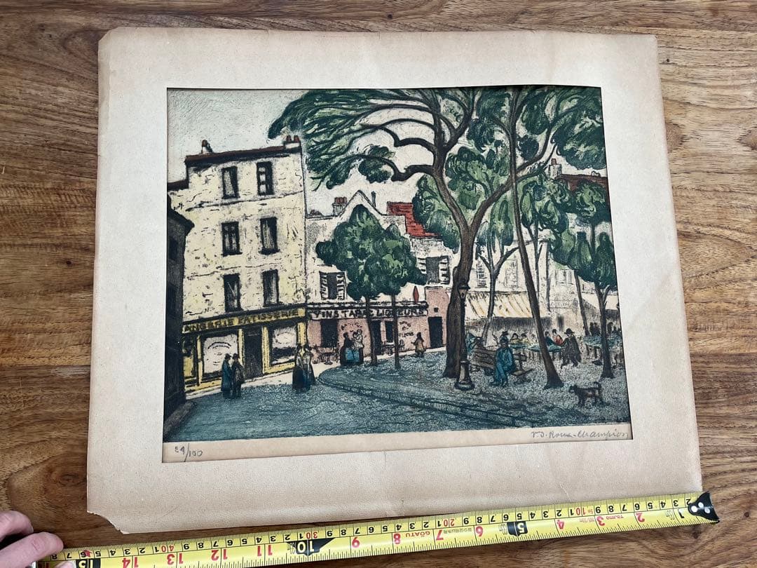 アンティーク　版画　サイン付き　No.入り