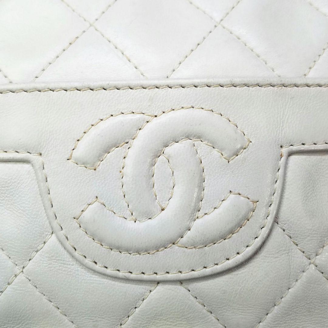 シャネル チェーン ショルダーバッグ フリンジ キルティング オフホワイト系