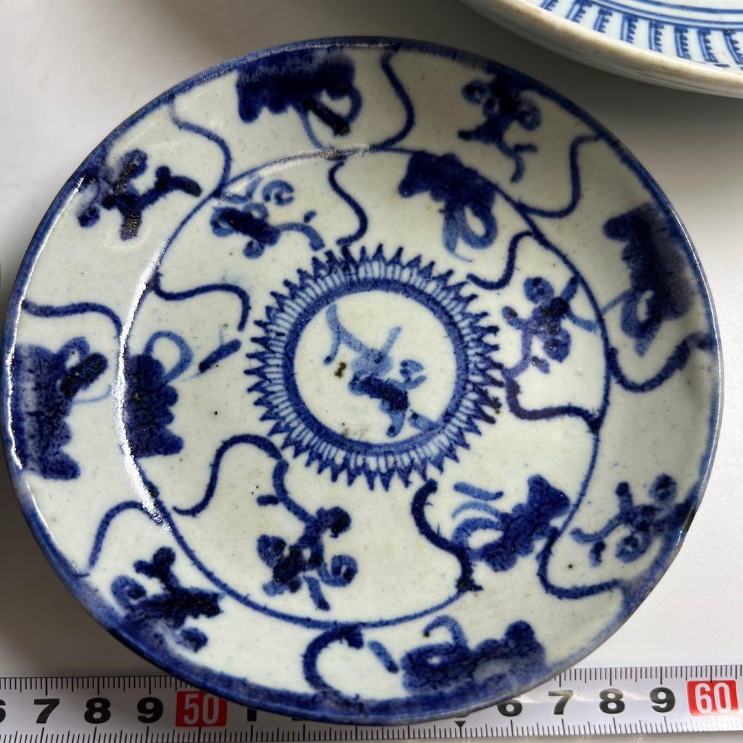 中国清時代　新渡青花皿4点　約27.5/23.5/13.5㎝　東Y7-1104⑤