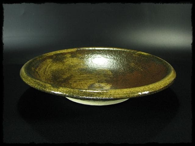 中島 克童 鐵砂皿 懐石 茶道具 益子 民芸 飾皿 1 f87