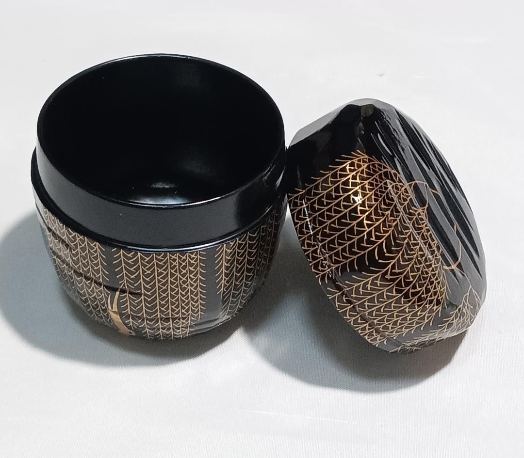 茶道具　山中塗蒔絵師　道場宗廣作　折撓柳蒔絵棗　折ダメ棗　美品！！
