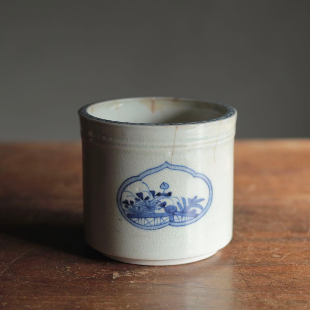 染付 筒 筒茶碗 花窓文 火入れ 古伊万里 古美術 古道具 アンティーク