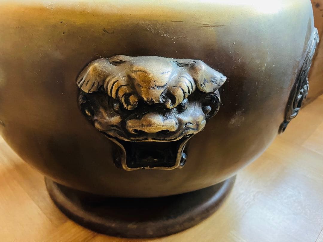 火鉢 獅子耳 龍装飾 アンティーク 骨董 古道具 古民具 明治 大正