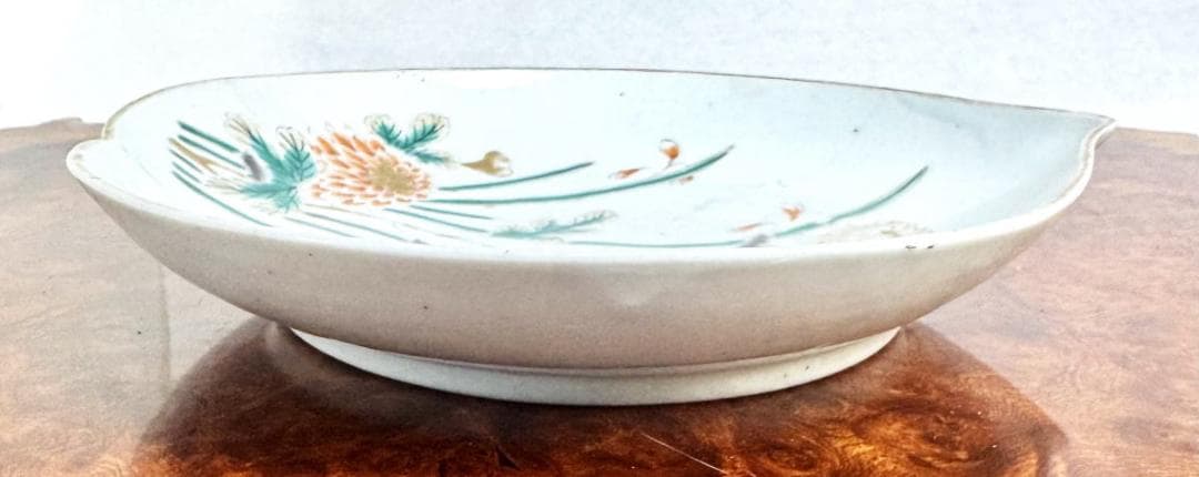 江戸時代 献上伊万里 寿桃型菊文中皿 古伊万里 古美術 ウブ品 WWTT417