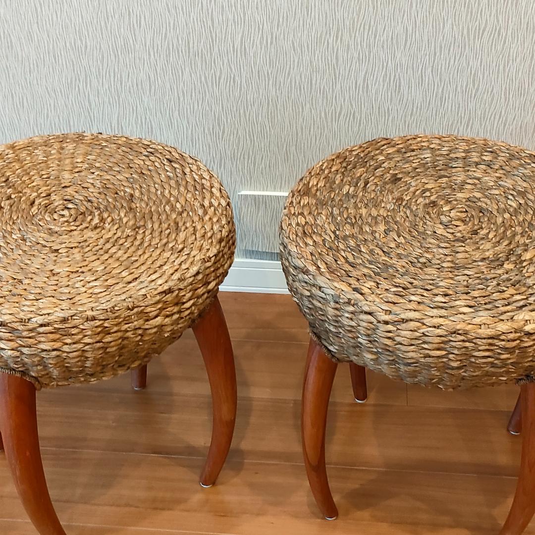 アジアン家具　スツール　ローテーブル　ラウンド　2台セット