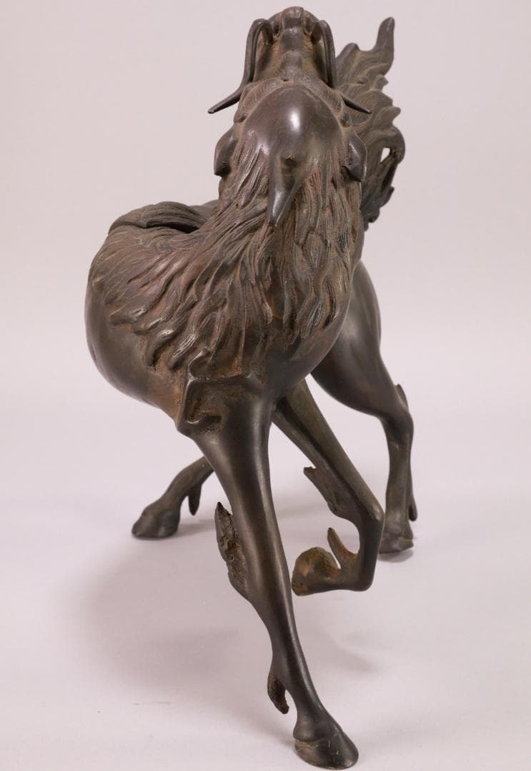 古美術品　時代　古銅　麒麟形香炉　高29.5㎝　神獣 置物 金属工芸 BJ164