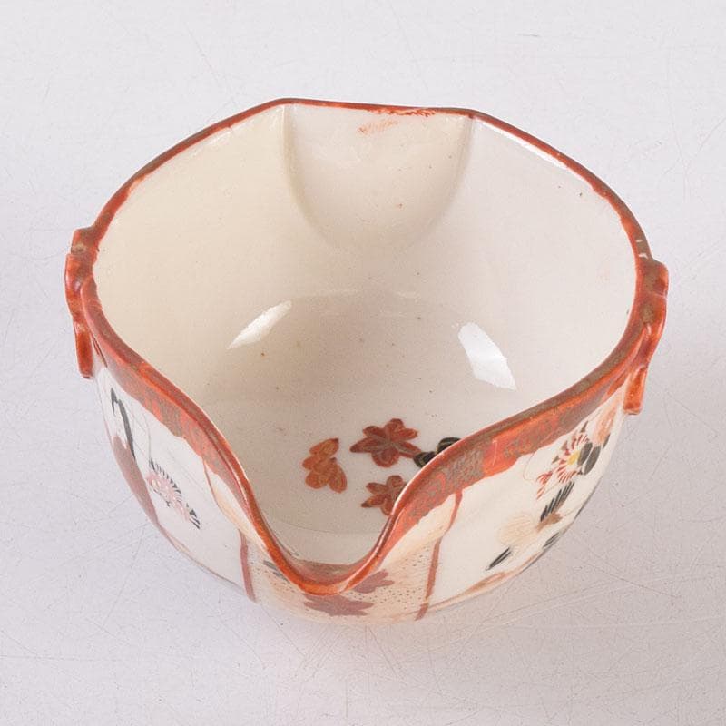 九谷焼　九谷庄三造　赤絵　煎茶碗　五客　湯冷まし　合わせ箱　V　R9020