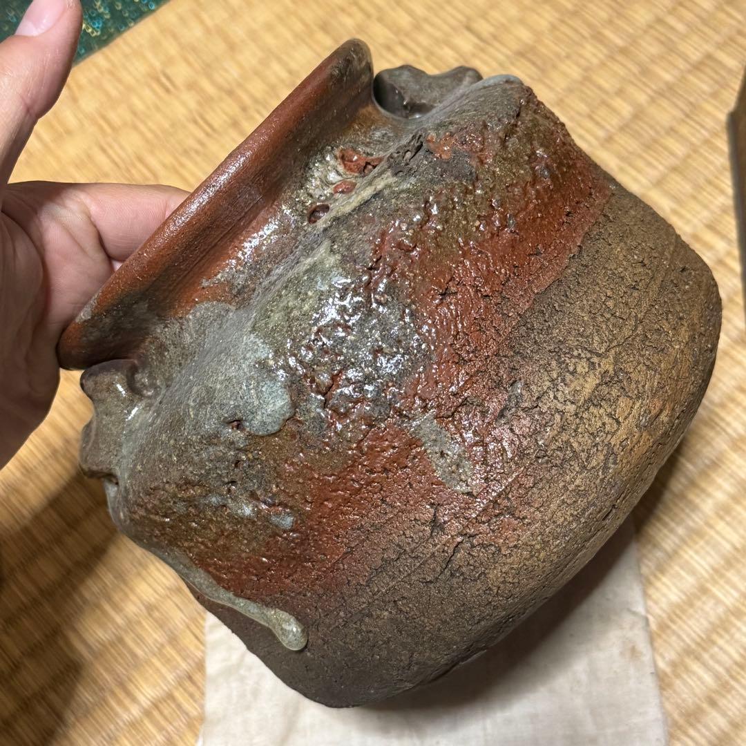 時代 古伊賀水指/日本美術 伊賀焼 茶道具 壷 骨董品 時代品 古美術品