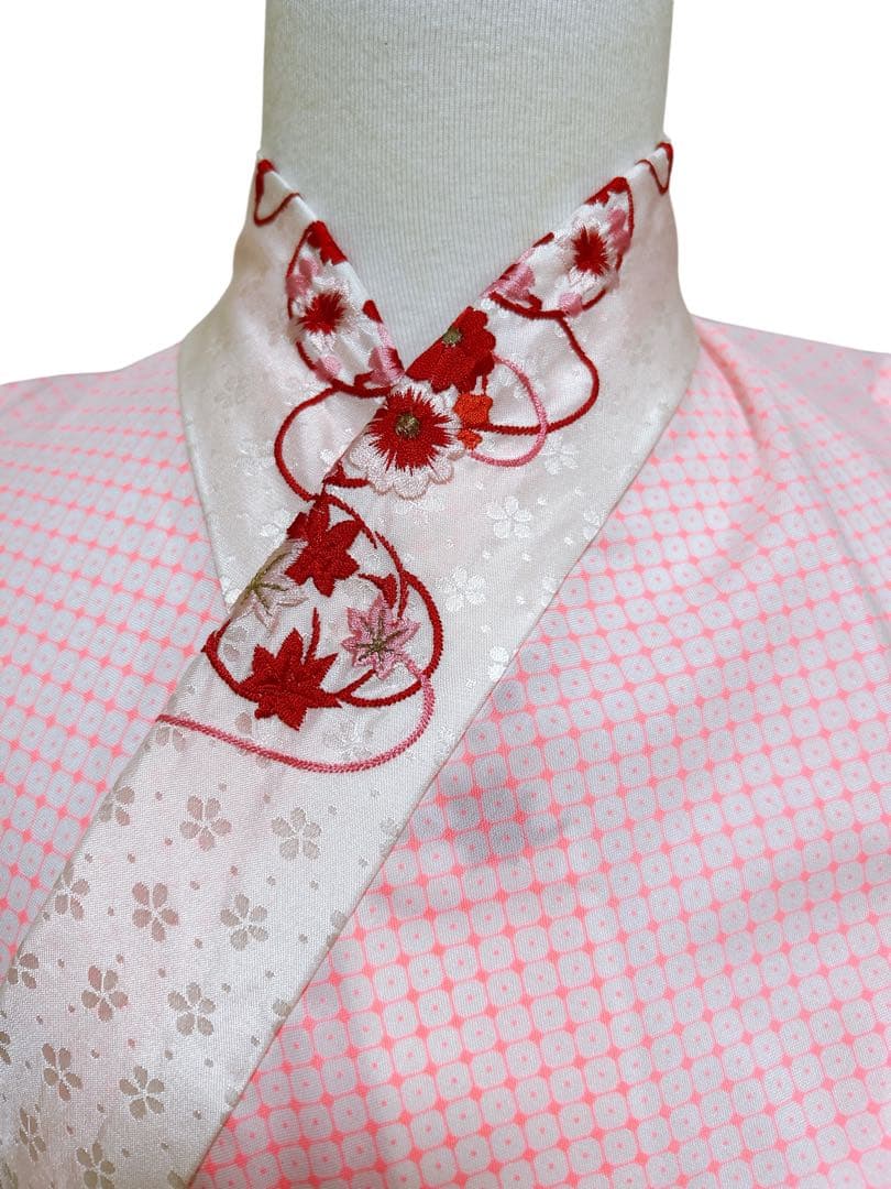 レトロ着物♡七五三　3歳　フルセット　一式　鶴　正絹　総絞り被布　朱色