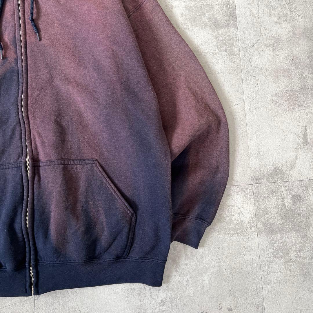 そ*ら様 一点物 Boro　鬼フェード　ボロ パーカー　ジップアップ　パープル×