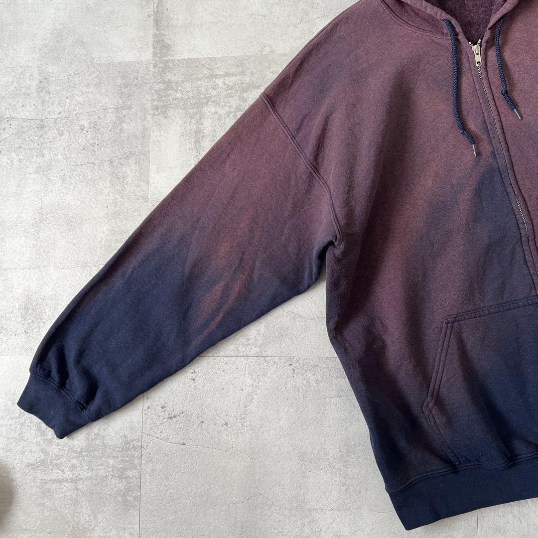 そ*ら様 一点物 Boro　鬼フェード　ボロ パーカー　ジップアップ　パープル×