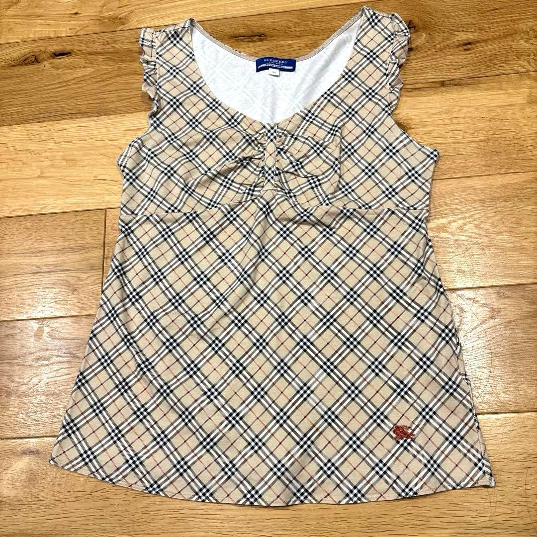 【バーバリーブルーレーベル】✳︎かわいいフリル ノバチェック柄タンクトップ✳︎38