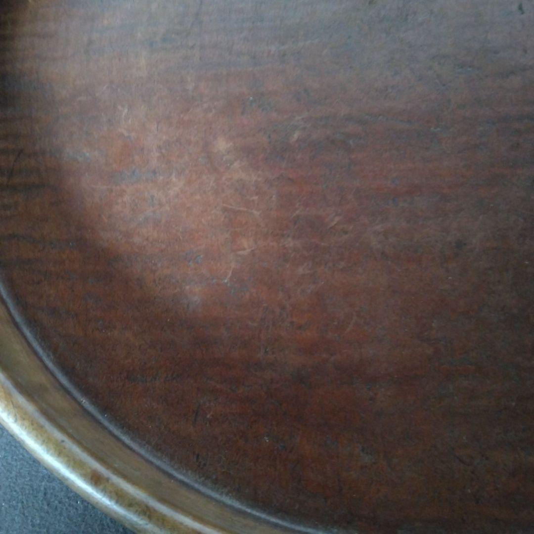 丸盆　くり抜き木工品　虎杢目