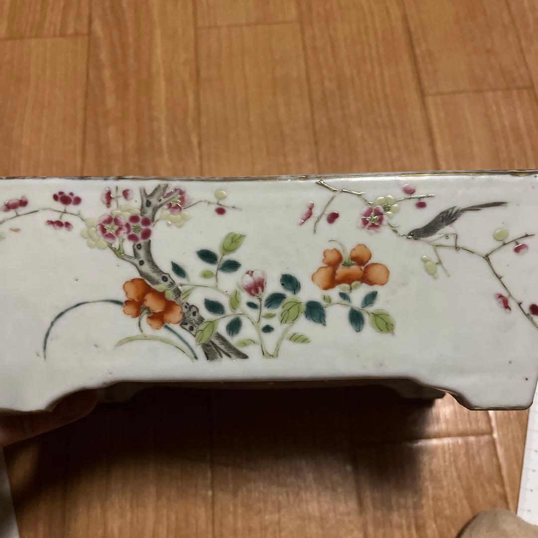 超希少　アンティーク水盤　中国骨董　陶芸長方花器　生花