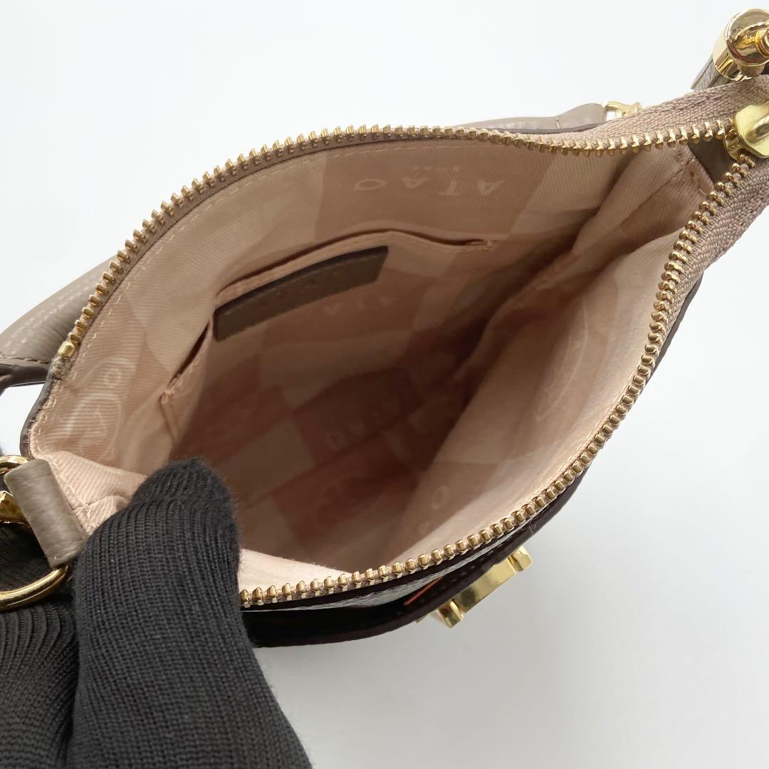 未使用級　ATAO アタオ　ホリデー　ショルダーバッグ　2way レザー　トープ