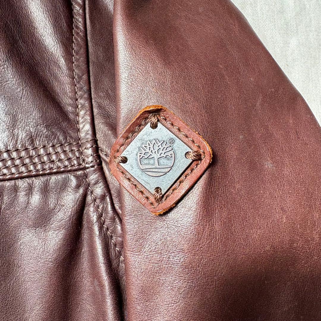 TIMBERLAND ティンバーランド ブラウン 牛革 レザージャケット XL