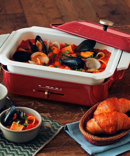 BRUNO コンパクトホットプレート ピンクベージュ&専用セラミックコート鍋