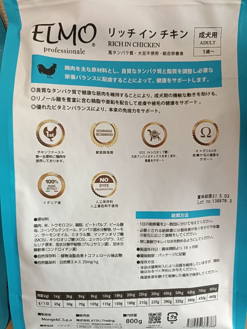 ELMO ドッグフード　リッチインチキン ドライフード 7kg