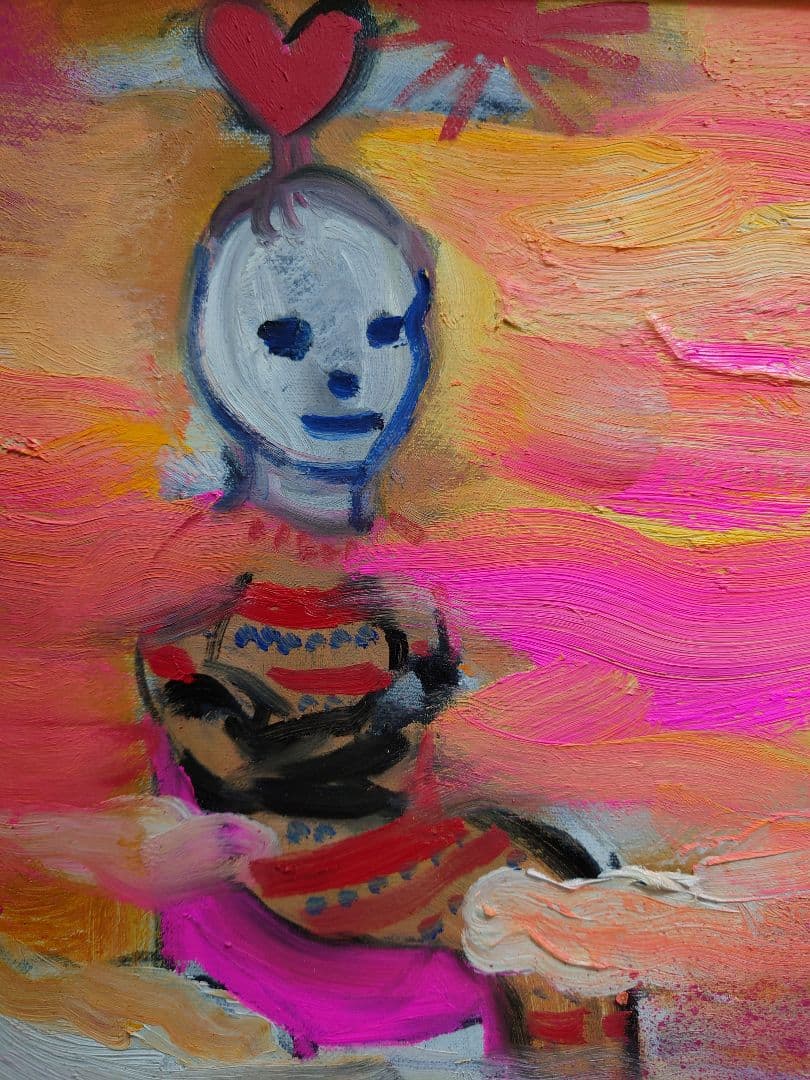 田中拓馬 「空中散歩」真筆 油絵 油彩 F3号 絵画