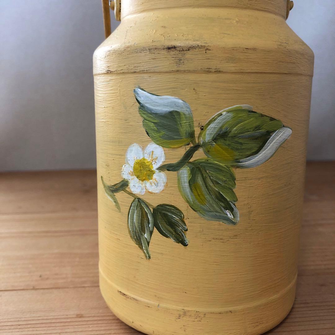 ペイントされた古いミルク缶　アンティーク　フランス　アート　一点物　no.183