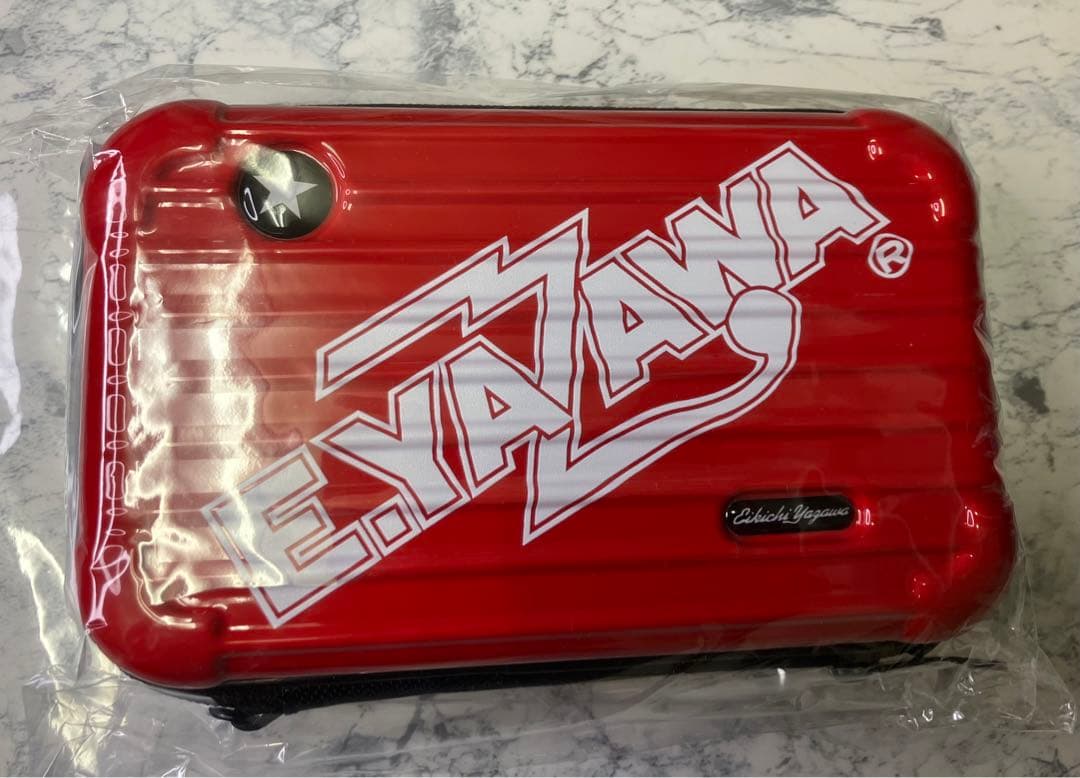 【新品未開封】E.YAZAWA 矢沢永吉　ハードトラベルポーチ　定番ロゴ　レッド