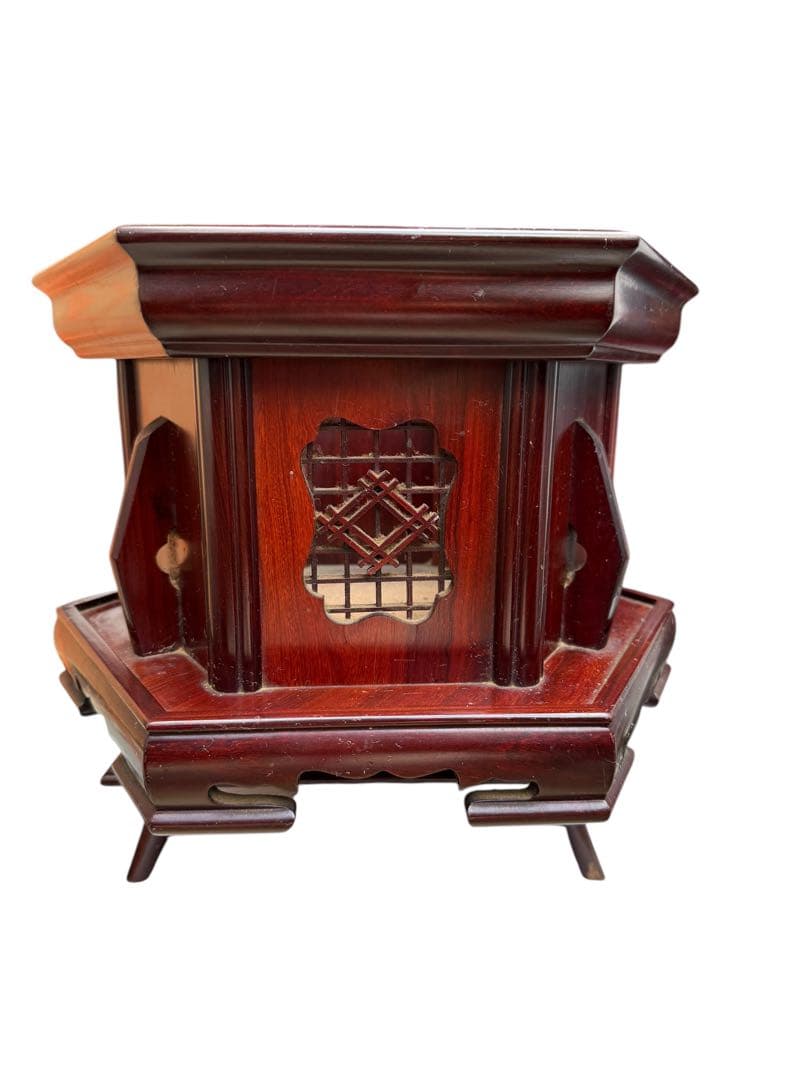 木製八角形 透かし彫りインテリア雑貨