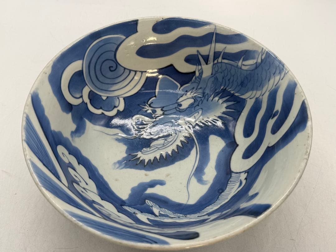 染付　龍紋大鉢　大明年製銘　送料込み260118