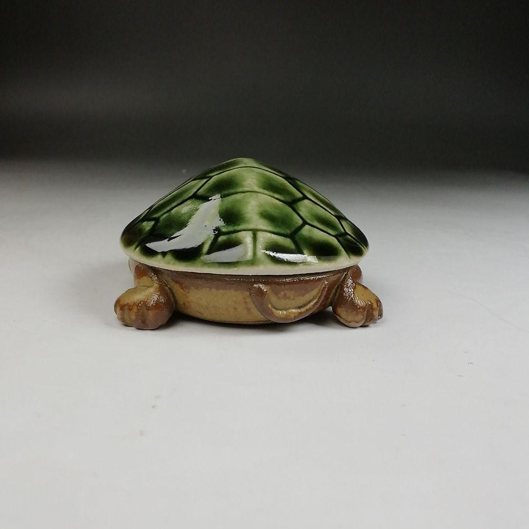 Ｔ８９９　香合　『織部　亀』『松本鉄山 作』　共箱　茶道具