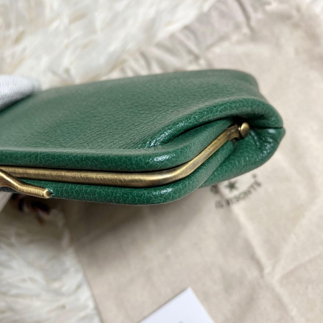 【未使用級】イルビゾンテ＊がま口 ケース レザーグリーン